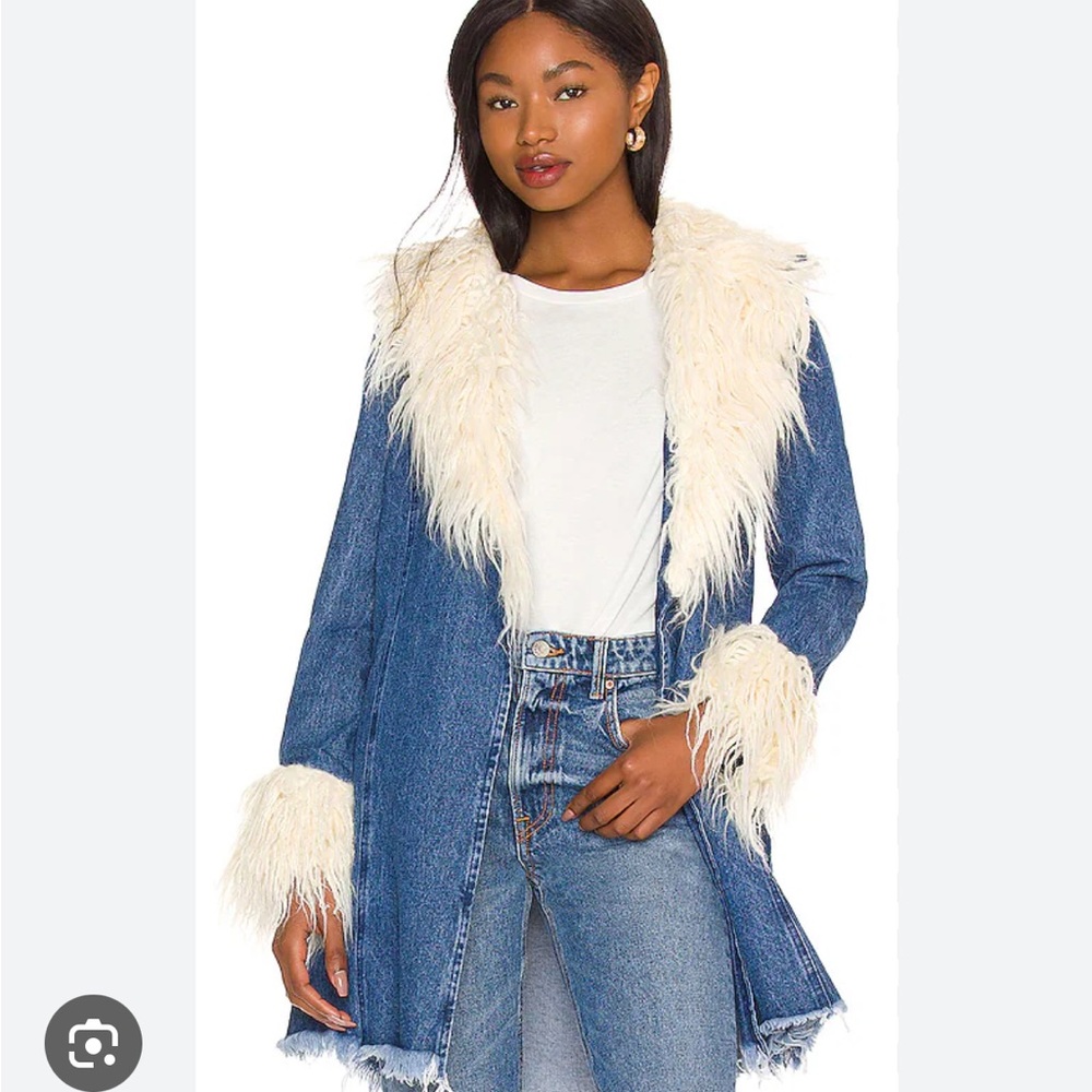 Show Me Your MuMu Penny Lane Denim Jacket with Cream Faux Fur